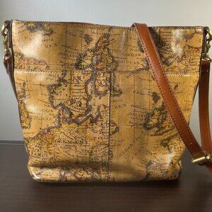🌍 Patricia Nash Vintage Map Leather Crossbody – Heritage Collection